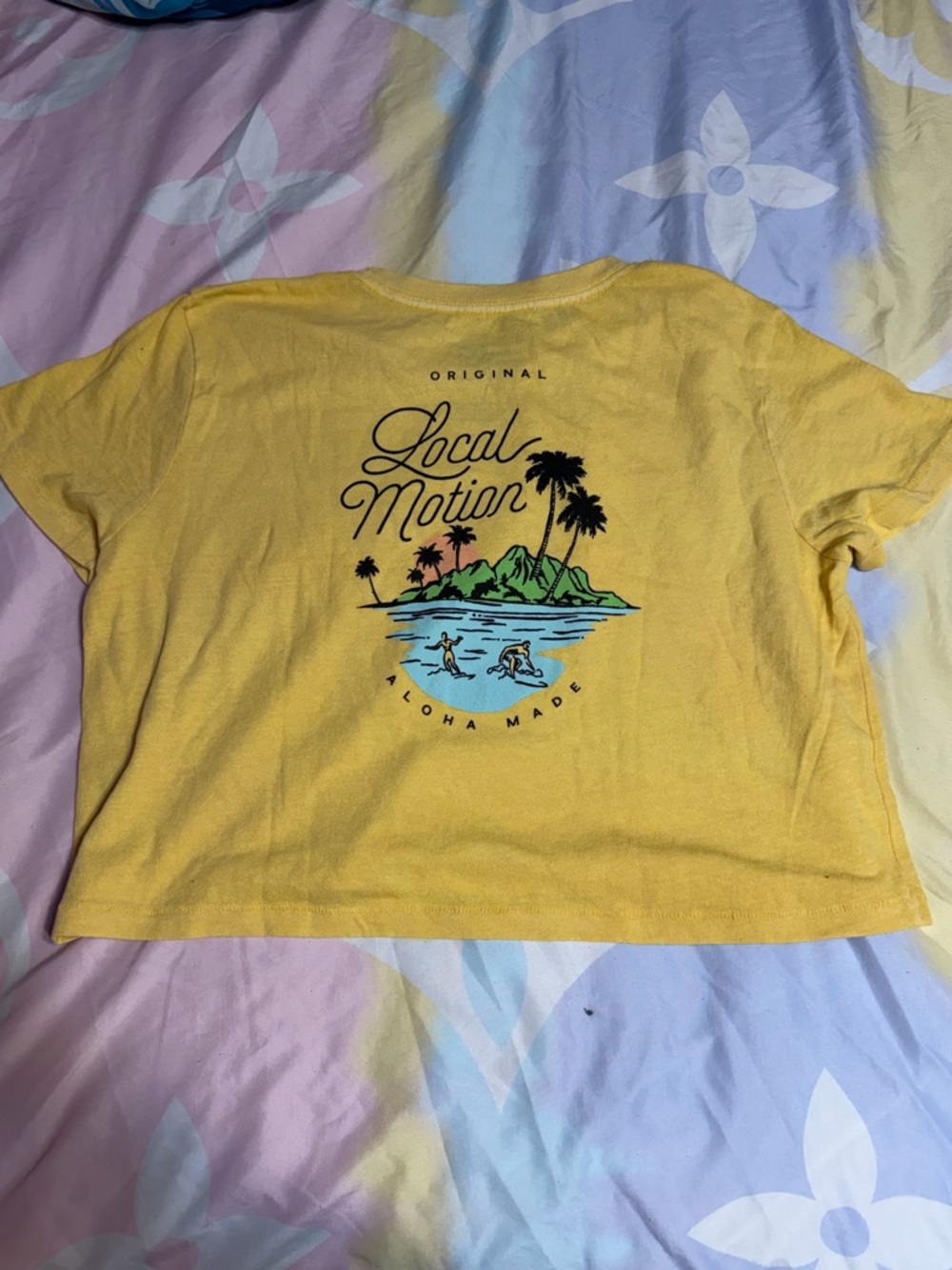 Local Motion Yellow Graphic Crop Tee
